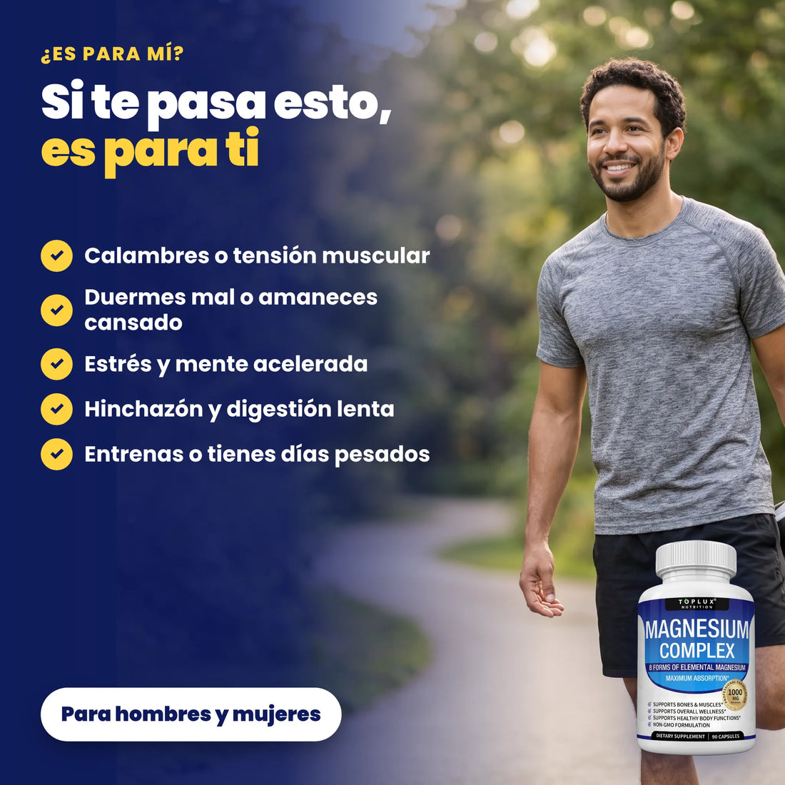Para quién es Magnesium Complex: calambres, mal sueño, estrés, hinchazón y deportistas