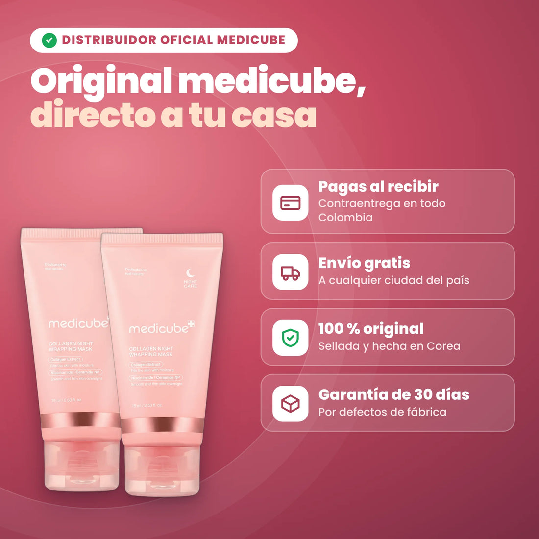 Distribuidor oficial medicube: pago contraentrega, envío gratis y garantía de 30 días
