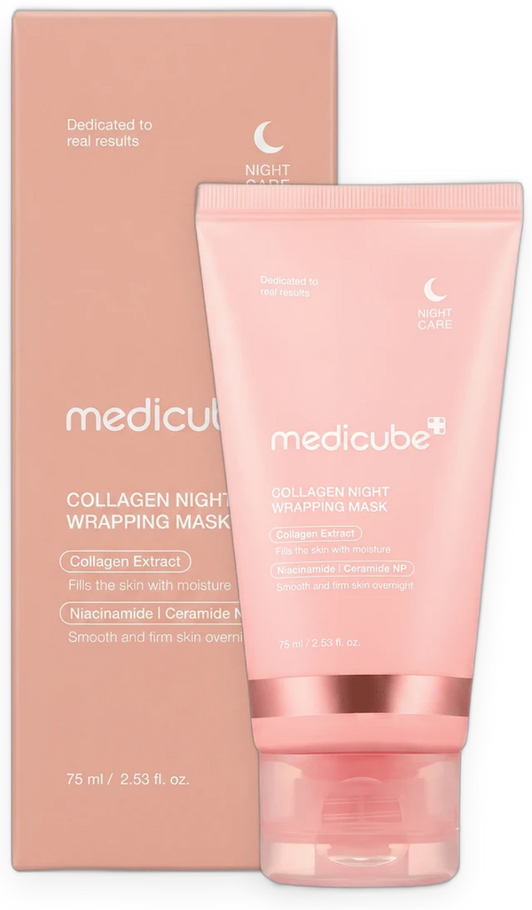 Tubo y caja originales de medicube Collagen Night Wrapping Mask 75 ml